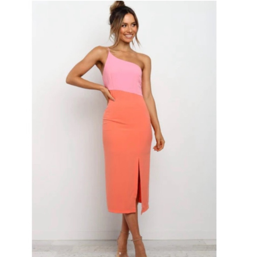 One shoulder midi dress